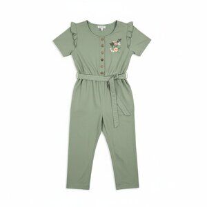Nanette Lepore Girls 8 Green Cotton Embroidered Jumpsuit